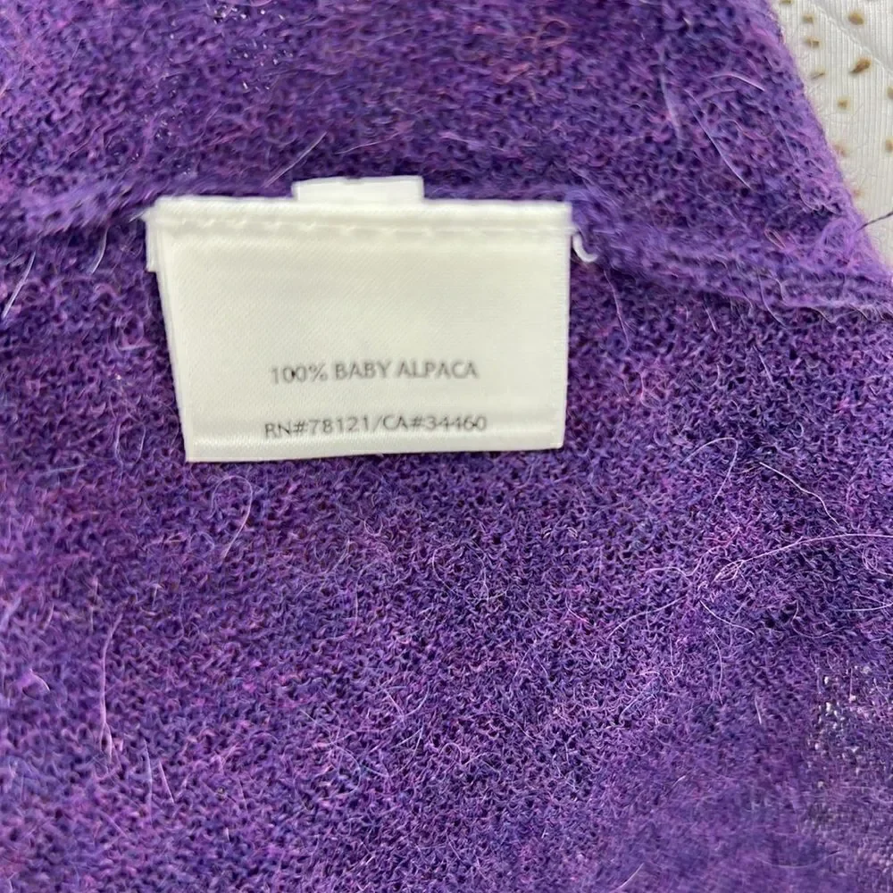 Eileen Fisher 100% baby alpaca XS purple lightweight cardigan